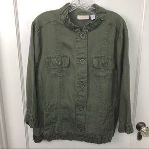 Chico’s Green Utility Jacket 100% Linen